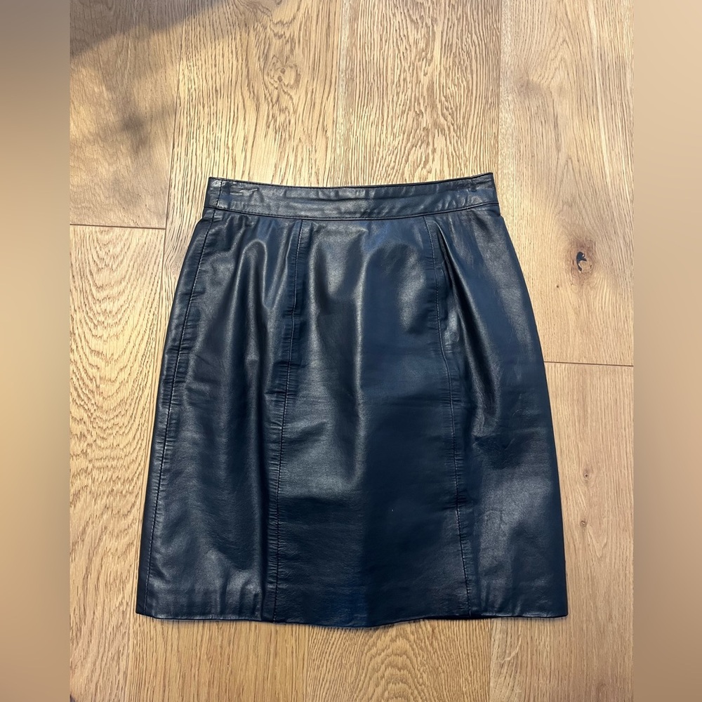 Classic Black Leather Skirt